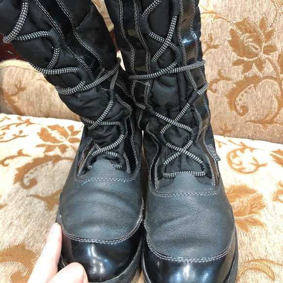 Lace-Up Knee High Patent & Leather Aldo Rain Boots - Picture 15 of 16